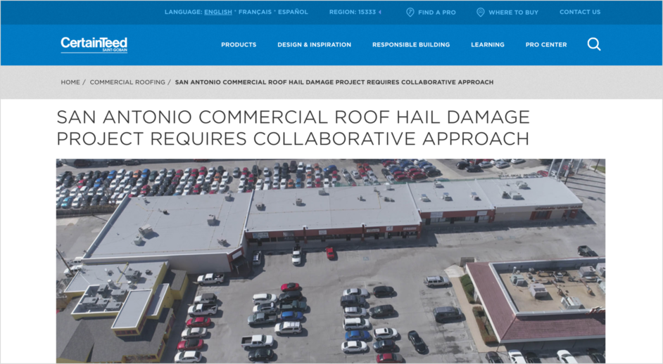 Commercial roof hail damage project